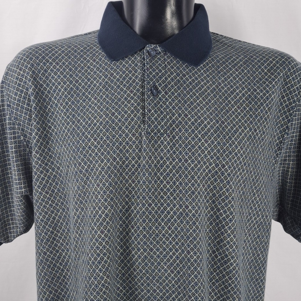 Y2K Chaps Ralph Lauren diamond pattern multi color casual preppy XL polo shirt